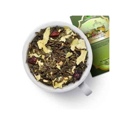 Чай зеленый"Медовый сбор"  Зеленый чай с кусочками яблока, шиповника и липы, украшенный цветками бессмертника с медово-молочным ароматом. 984