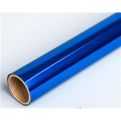 Пленка самоклеящаяся синяя металлизированная 45x100 см, BOPP с алюминиевым напылением 30 мкм, в рул