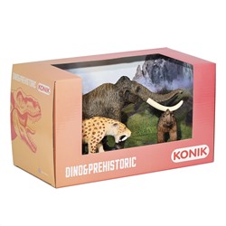 Набор фигурок KONIK «Доисторические животные: мамонт, мамонтёнок, смилодон» AMD4046