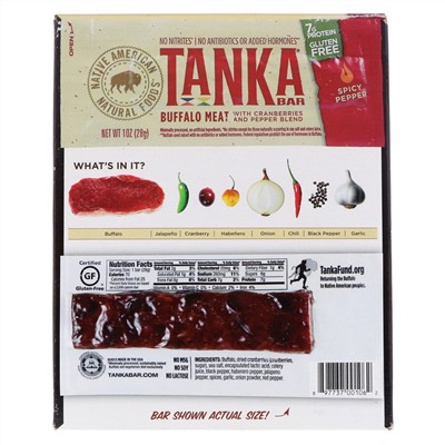 Tanka, Bar, Buffalo Meat with Cranberries and Pepper Blend , 12 Bars, 1 oz (28.4 g) Each