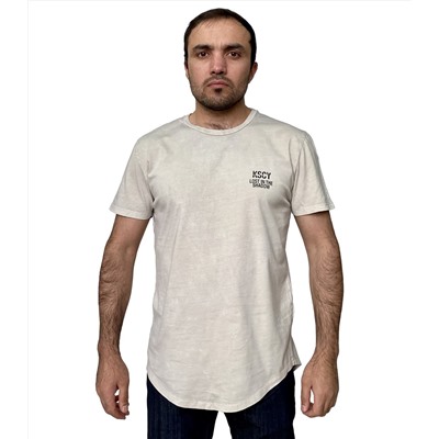 Мужская футболка KSCY с надписями – ультра-стилизованный комфорт с удлиненным «хвостом» №202