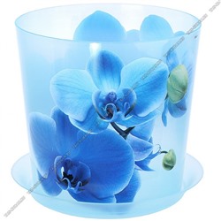 Кашпо 2,4л "Голубая орхидея" гол,d15 h16см, с подд