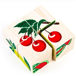 Деревянные кубики 4шт Фрукты-ягоды 3333-2 в Краснодаре