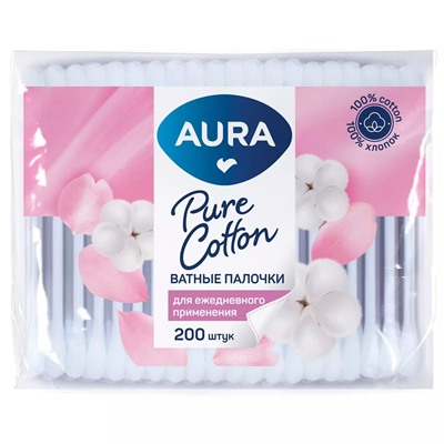 Ватные палочки для ежедневного применения Pure Cotton в полиэтилене с автозапайкой, 200 шт