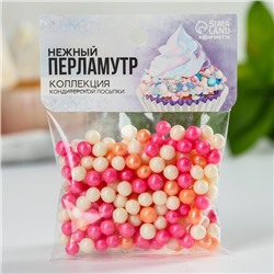 Посыпка кондитерская мягкая: розовая, белая, персиковая, 50 г.