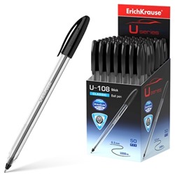 Ручка шариковая чёрная 1,0мм U-108 Classic Stick Ultra Glide Technology, трёхгранный, игольчатый пиш