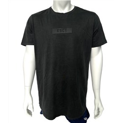 Черная мужская футболка K S C Y с черным принтом  №523