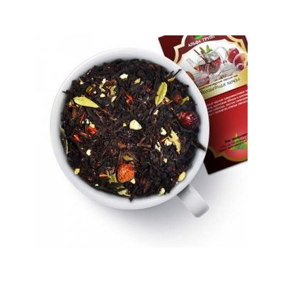 Чай черный "Волшебная ночь" Черный среднелистовой чай с ягодами кизила, кусочками яблока, шиповника с лепестки сафлора, листом смородины,  с ароматом лесных ягод.
