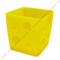 Кашпо "Micro/Круги" 0,5л желт, квадр. 8х8 h9см,съе