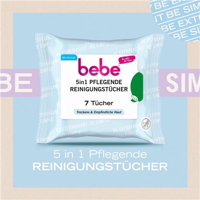 bebe 5in1 Pflegende Reinigungstucher Reisegrosse  Ухаживающие чистящие салфетки 5 в 1, дорожный размер