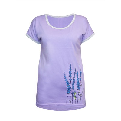 Фиолетовая домашняя футболка (туника) "Лаванда" женская (50426)