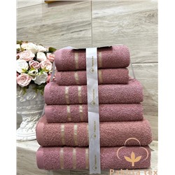 Комплект махровых полотенец темно-розовый (упаковка 6шт)