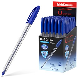 Ручка шариковая синяя 1,0мм U-108 Classic Stick Ultra Glide Technology, треугольная, рифленый держат