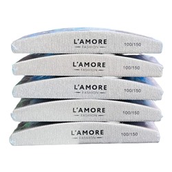 Пилка для ногтей L'AMORE Fashion лодочка 100/150 грит (упаковка 25шт)