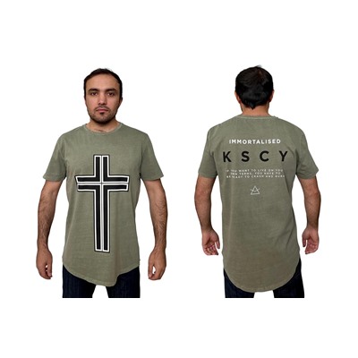 Оливковая мужская футболка KSCY – чистый гранж на 5+ гармонирует со стилями кэжуал, винтаж и милитари №288