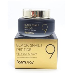 Крем для лица омолаживающий с муцином черной улитки и пептидами FARMSTAY Black Snail & Peptide 9 Perfect Cream