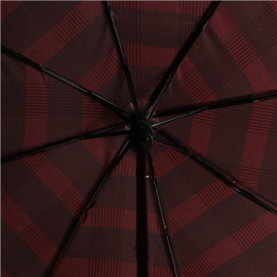 Зонт полуавтоматический «Клетка», прорезиненная ручка, 3 сложения, 8 спиц, R = 49 см, цвет МИКС