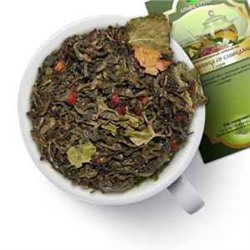 Чай зеленый "Земляника со сливками" (1 сорт) Зеленый китайский чай с кусочками земляники, листом смородины, с ароматом клубники со сливками.