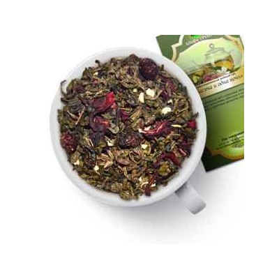 Чай зеленый "Бодрость рассвета"  Зеленый китайский чай с Вишней, шиповником, кусочками папайи и яблока, с листом земляники и ароматом лесных ягод