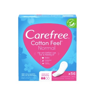 Carefree Slipeinlage Cotton Feel Normal 56 St, Прокладки ежедневные Cotton Normal 56 шт, 50 упаковок (2800 шт)