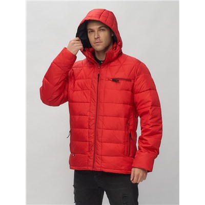 Куртка спортивная мужская с капюшоном красного цвета 62187Kr