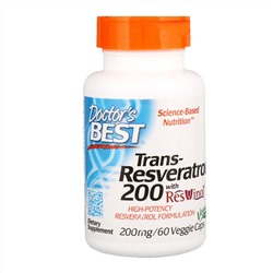 Doctor's Best, Trans-Resveratrol 200  with Resvinol, 200 mg, 60 Veggie Caps