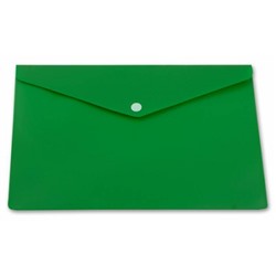 Папка-конверт на кнопке А4 180мкм зелёная, непрозрачная