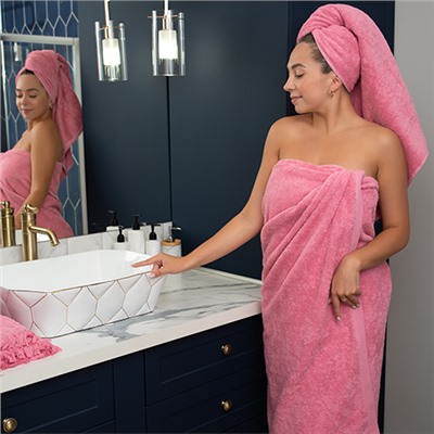 Махровое полотенце GINZA 30х60, 100% хлопок, 450 гр./кв.м. 'Сирень'