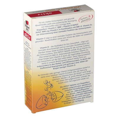 Doppelherz (Доппельхерц) aktiv Vitamin C 1000 +Vitamin D DEPOT 60 шт