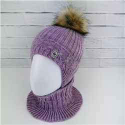 зд1257-61м Комплект вязаный шапка/снуд Пава фиолетовый меланж