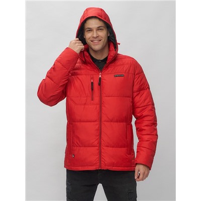 Куртка спортивная мужская с капюшоном красного цвета 62190Kr