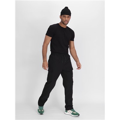 Утепленные спортивные брюки мужские черного цвета 21132Ch
