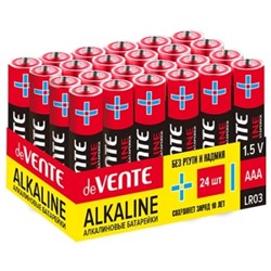Батарейка deVente Alkaline LR03/1,5В ААА мизинчиковая, алкалиновая (спайка 4шт)(цена за спайку)