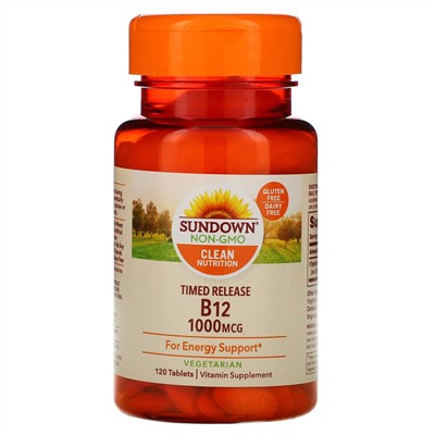 Sundown Naturals, Витамин B12, 1000 мкг, 120 таблеток