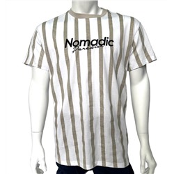 Белая мужская футболка Nomadic в полоску  №518