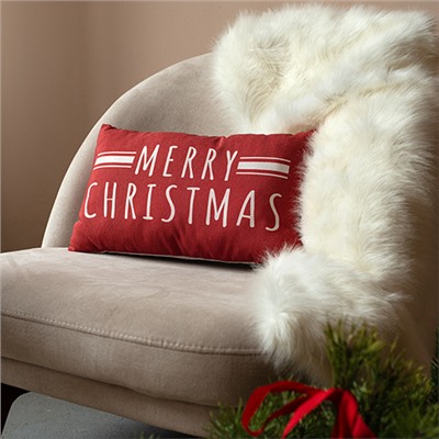 Подушка декоративная с фотопечатью 50х30 см, ткань смесовая, 'Веселого рождества'