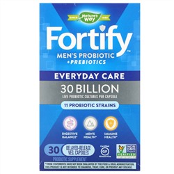 Nature's Way, Fortify, пробиотики и пребиотики для мужчин, ежедневный уход, 30 млрд, 30 растительных с отсроченным высвобождением. капсул с отсроченным высвобождением