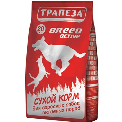 Трапеза корм для взрослых собак активных пород BREED ACTIVE 20кг сухой