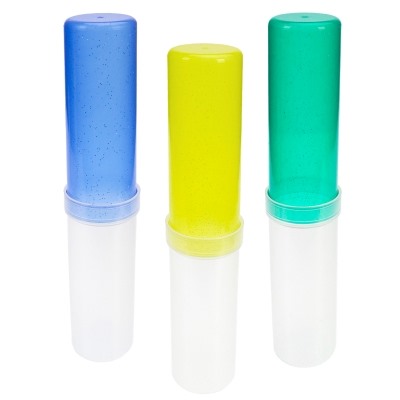 Пенал-тубус Пластик прозрачный + цветной с блестками, 3 цвета МИКС