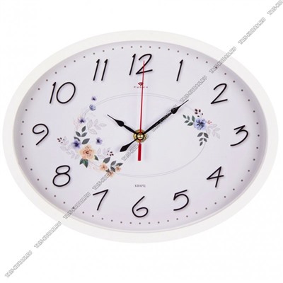 Часы (стекло/пластик) овал (29х22см) "Нежные цветы