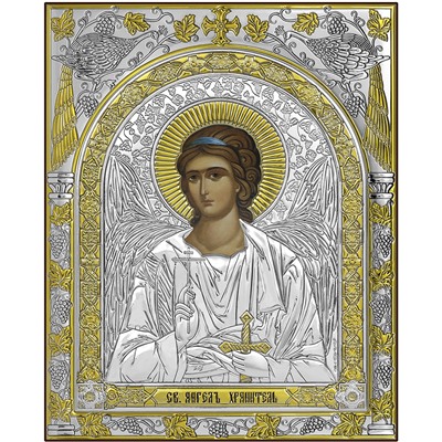 Ангел Хранитель Икона Ekklesia silver art 21,5 х 27,5 см на деревянной основе, золочение 999.95, сер