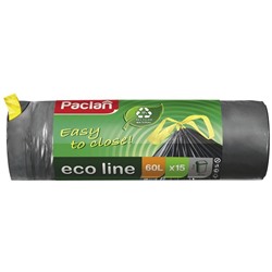 Paclan Мешки для мусора с тесьмой ECO LINE 60л 15 шт.(ПВД) 3789