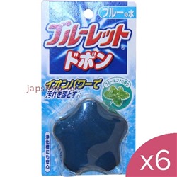 Комплект: 329801 Bluelet Dobon Очищающая и дезодорирующая таблетка для бачка унитаза, с ароматом мяты и эффектом окрашивания воды, 60 гр.х6шт.