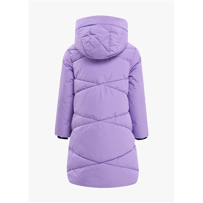 Пальто фиолетовое стеганое с капюшоном