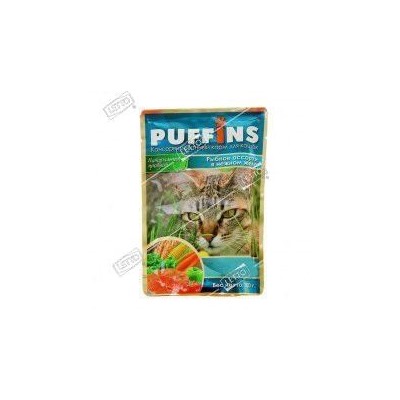 Puffins корм для кошек Рыбное ассорти в соусе дой-пак 100г (24)