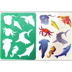 Трафарет-раскраска Морские обитатели, в ассортименте 12 видов