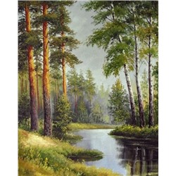 Картина по номерам 40х50 - Река в лесу