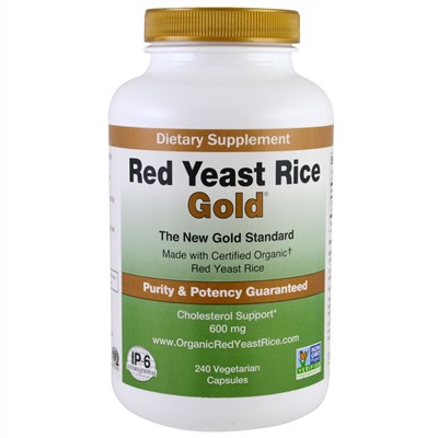 IP-6 International, Red Yeast Rice, Gold, 600 mg, 240 Vegetarian Capsules