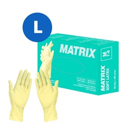 Перчатки латексные Matrix Soft Latex бежевые, размер L (Малайзия), 100шт.(50пар)