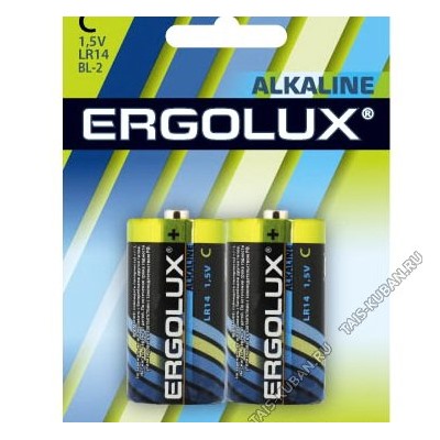 Бат. ERGOLUX "Alkaline" LR14- 2шт.С ср/круг (12/96